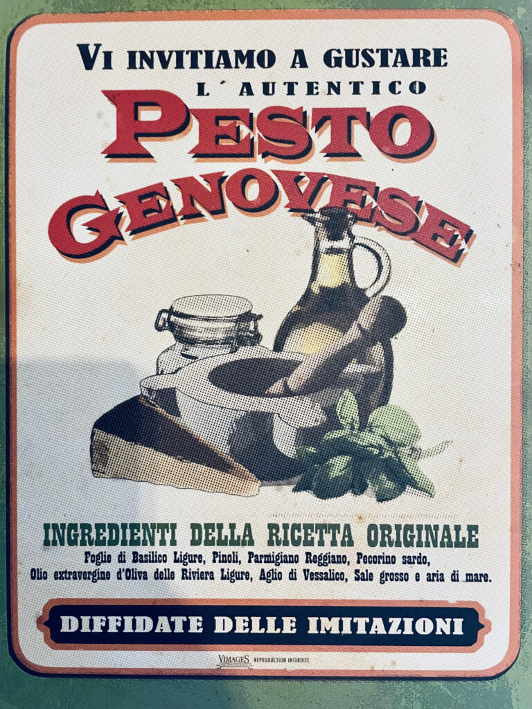Pesto poster from a local restaurant